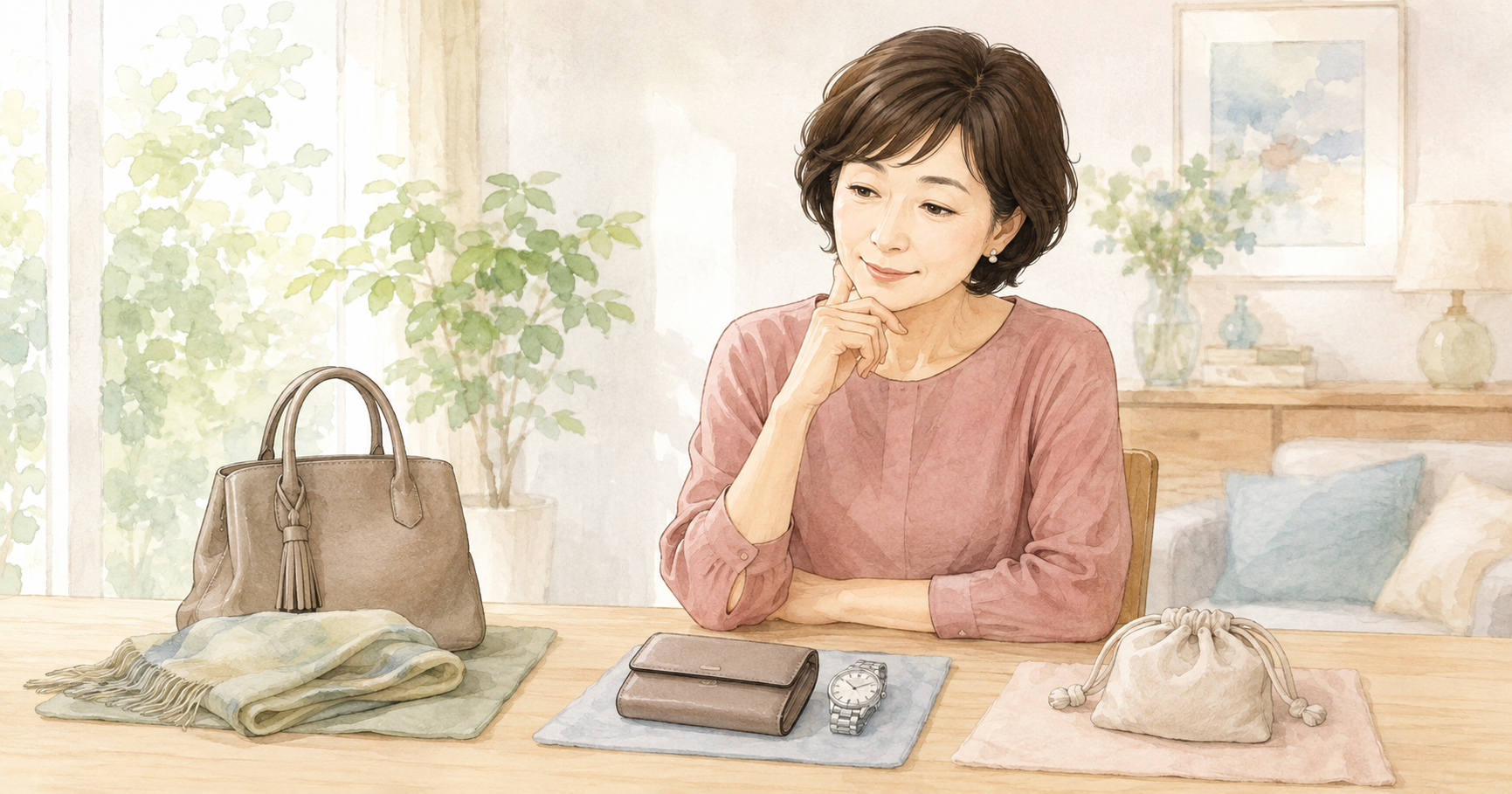 ブランド品を査定に出すか考える女性